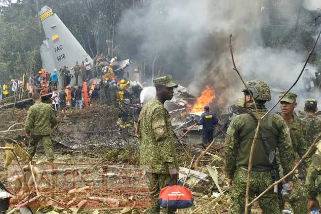 கொலம்பியா இராணுவ விமானம் விபத்து - 34 பேர் உயிரிழப்பு!