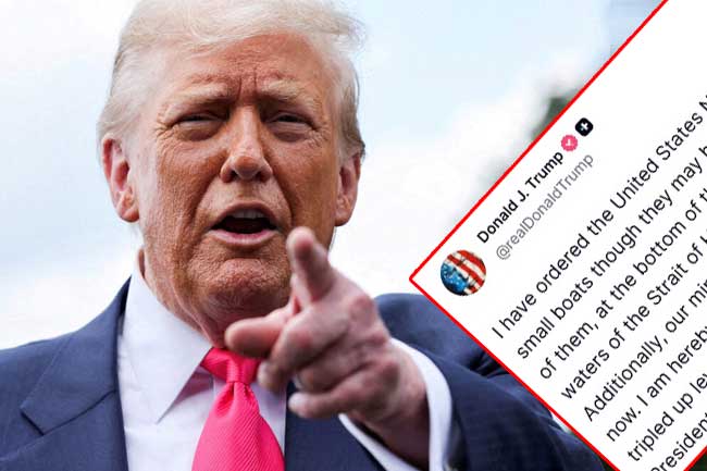 ஹோர்முஸ் நீரிணையில் வெடிபொருட்களை வைக்கும் ஈரானிய படகுகள் மீது தாக்குதல் நடத்துங்கள் - டிரம்ப்