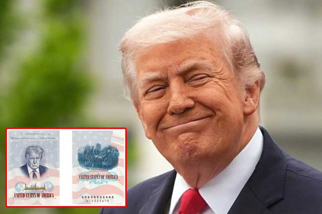 அமெரிக்க கடவுச்சீட்டில் ட்ரம்பின் உருவம்!